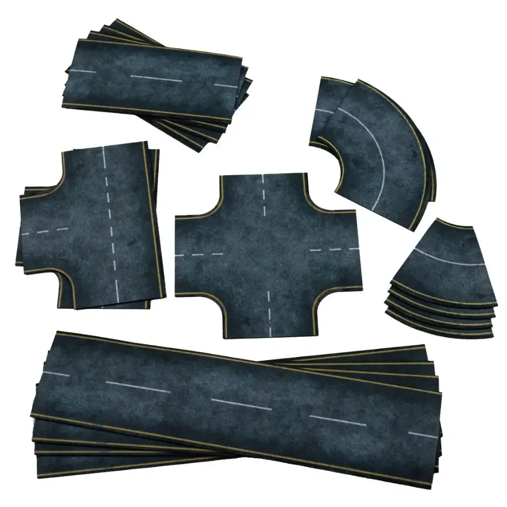 Asphalt roads - 2D Road set 15mm - one sided ruber