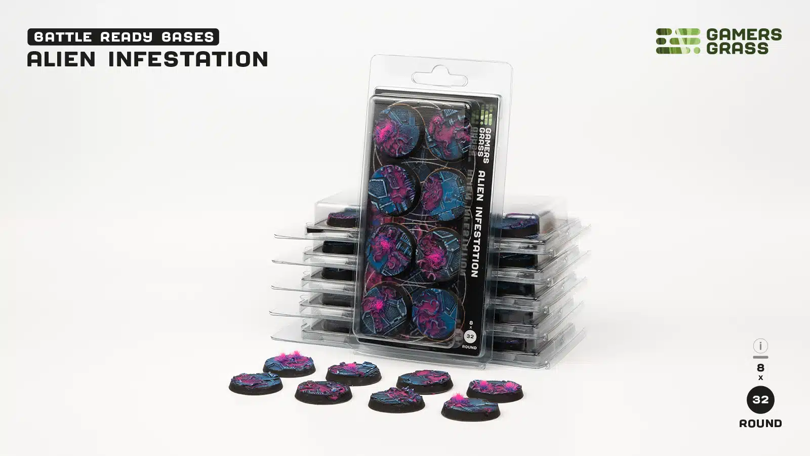 Alien Infestation - Bases round 32mm (x8)