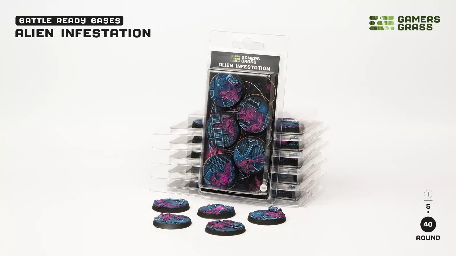 Alien Infestation - Bases round 40mm (x5)