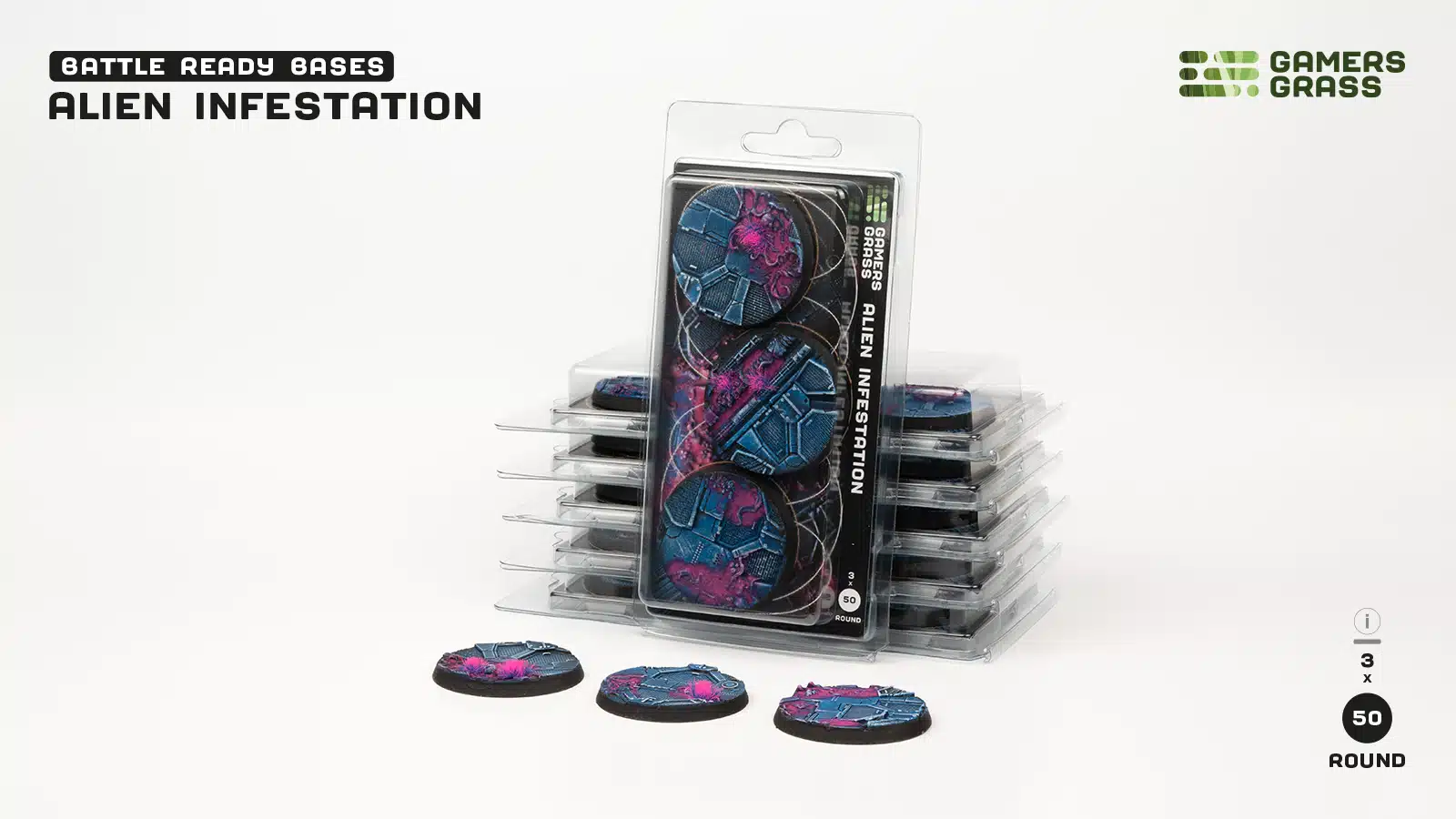 Alien Infestation - Bases round 50mm (x3)