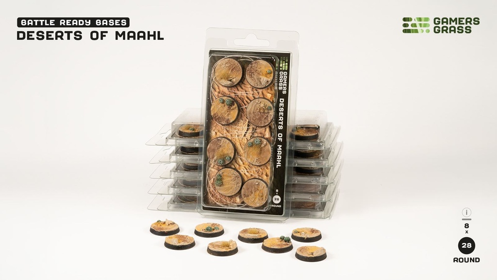 [0738956790651,bases round,socles ronds] Deserts of Maahl - Bases round 28mm (x8)