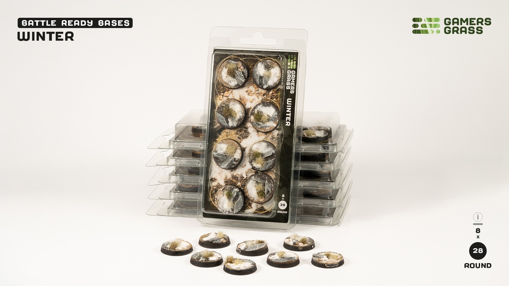 [0738956790934,bases round,socles ronds] Winter - Bases round 28mm (x8)