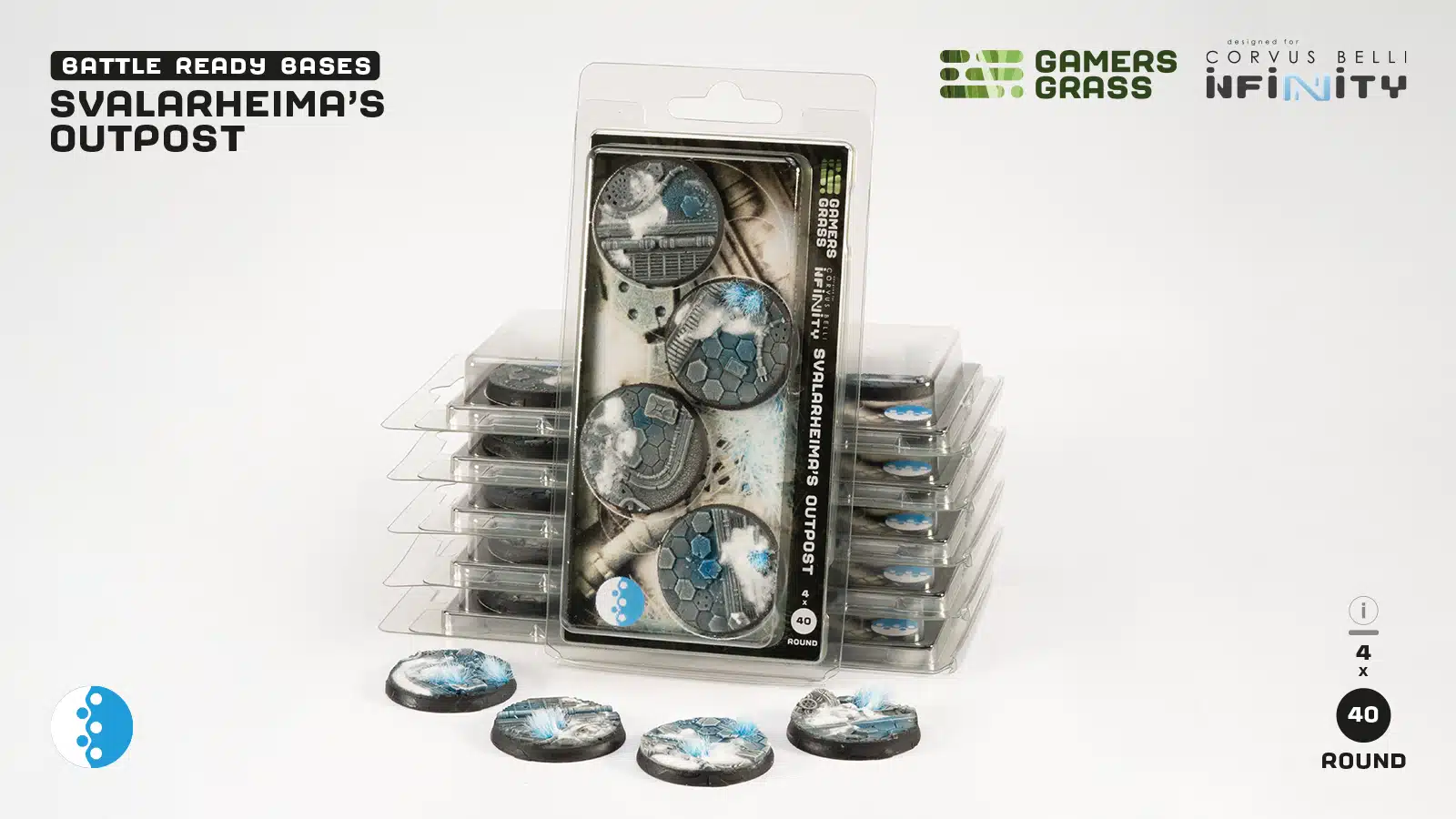 [,bases round,socles ronds738956791139] Infinity Svalarheima’s Outpost - Bases round 40mm (x4)