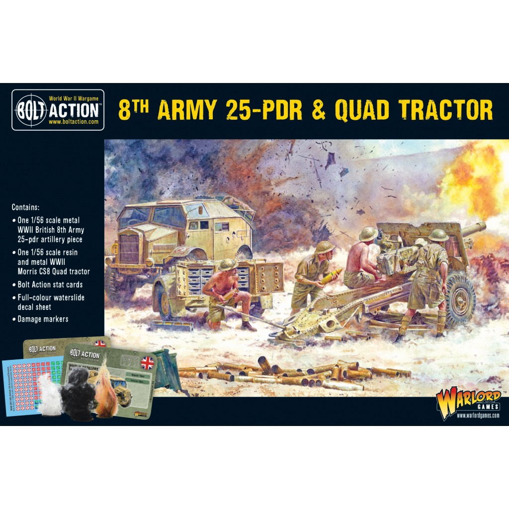 8th Army 25 Pounder Light Artillery, Quad Tractor & Limber