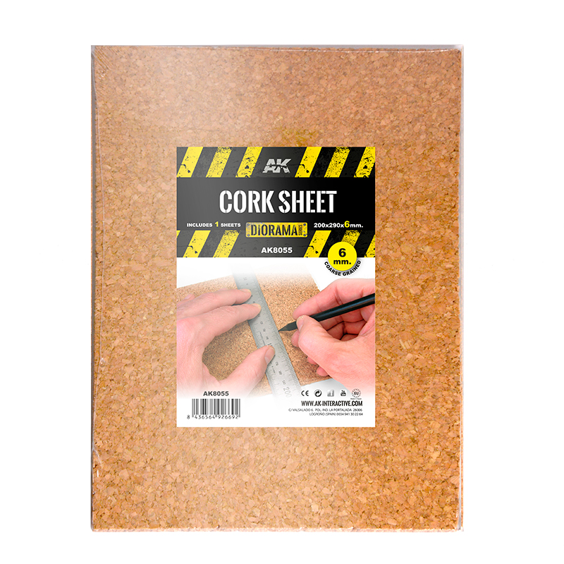 Cork Sheets - Coarse Grained / Laminas Corcho - Grano Grueso - 200 X 290 X 6 mm (1 Sheets/Laminas)