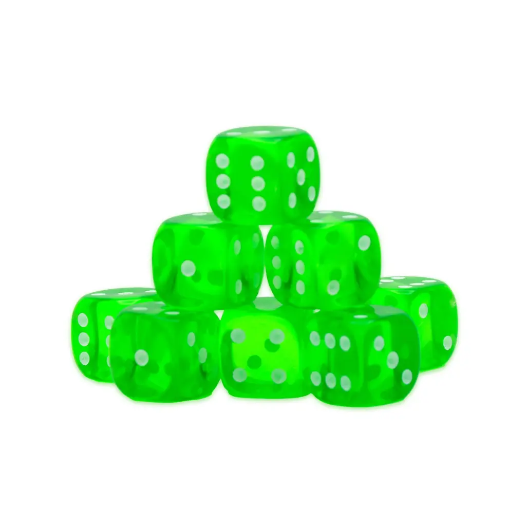 [5060917993180] Emerald D6 Dice - 15mm (8)
