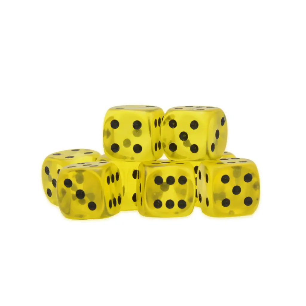 [5060917993203] Yellow Citrine D6 Dice - 15mm (8)