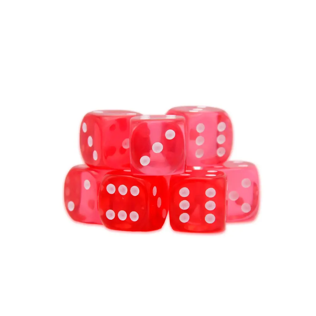 [5060917993227] Ruby D6 Dice - 15mm (8)