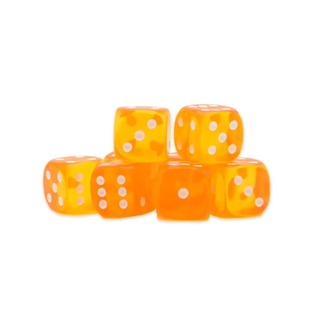 [5060917993234] Amber D6 Dice - 15mm (8)