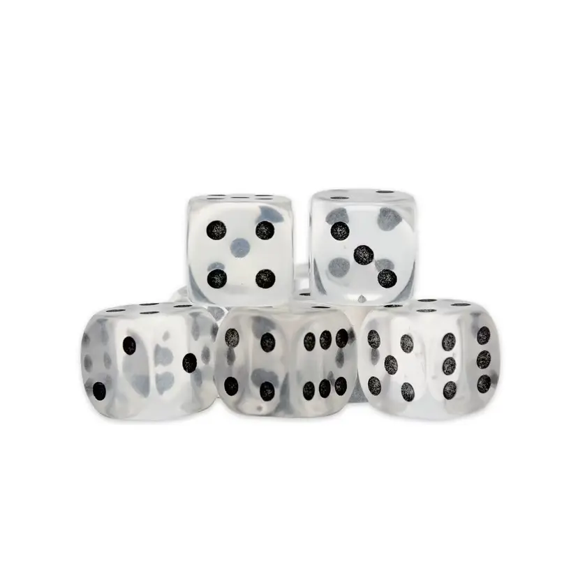 [5060917993258] Clear Quartz D6 Dice - 15mm (8)