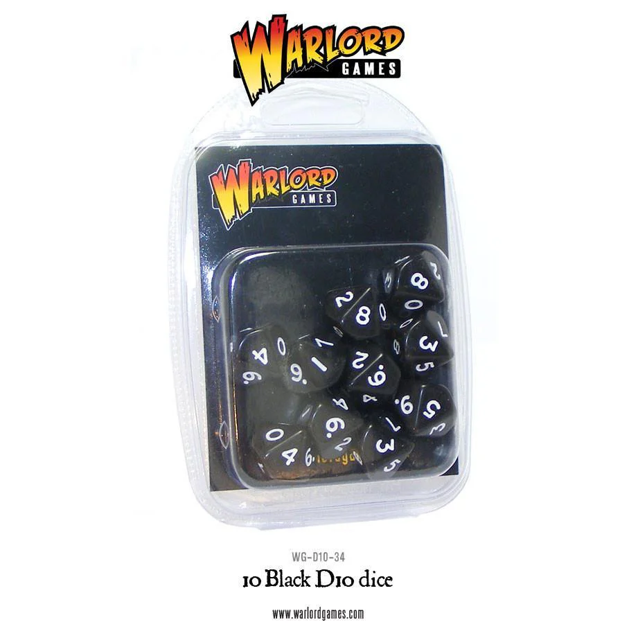 [5060200849682] D10 Dice Pack - Black (10)