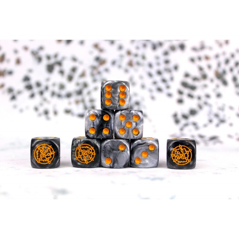 [5213009014373] Dweghom Faction Dice on Gray swirl Dice