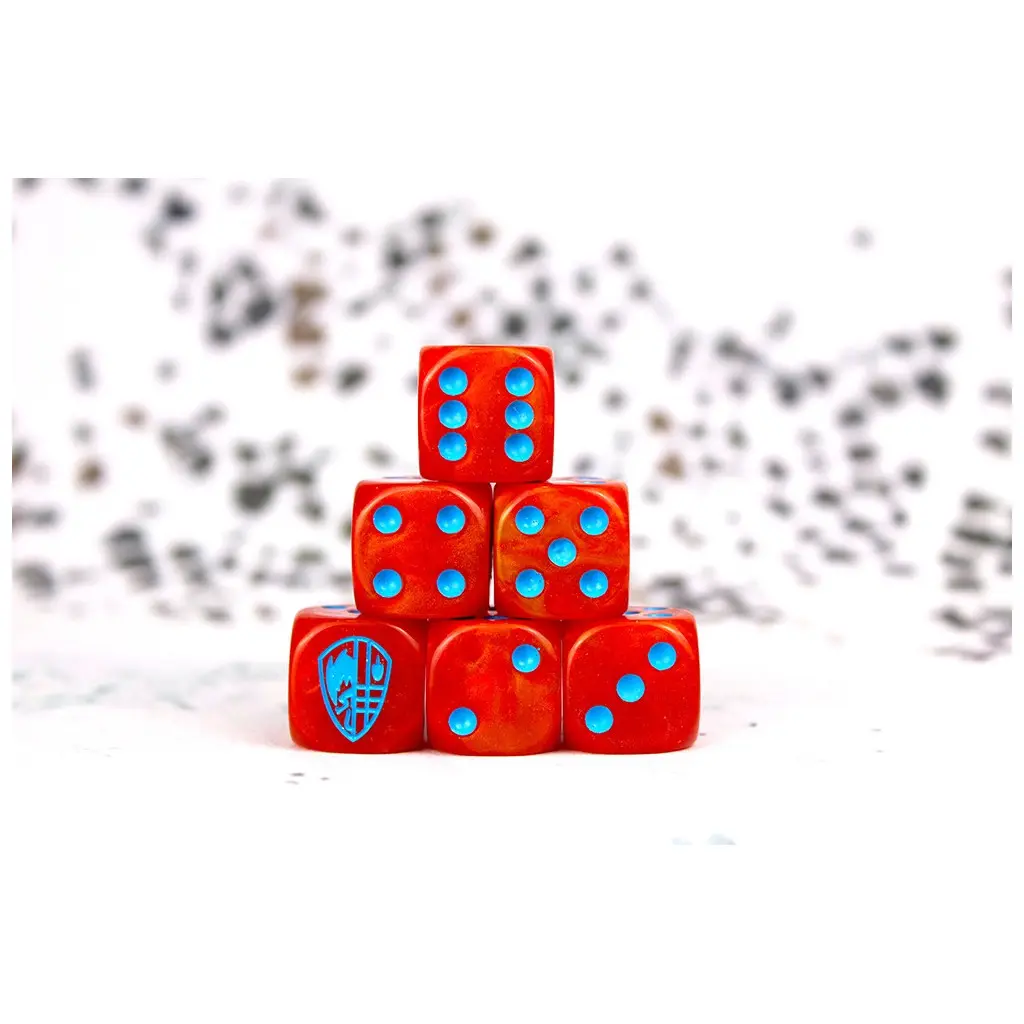 [5213009014359] Hundred Kingdom Faction Dice on Red swirl Dice