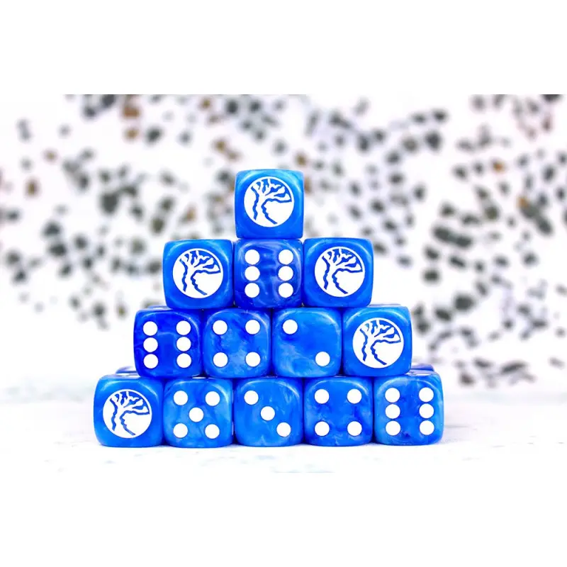 [5213009014380,set,dice] Nords Faction Dice on Bright Blue swirl Dice