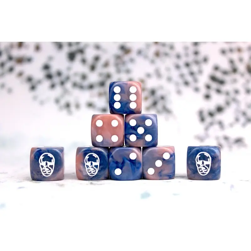 [5213009014366] Spires Faction Dice on Dark Blue swirl Dice