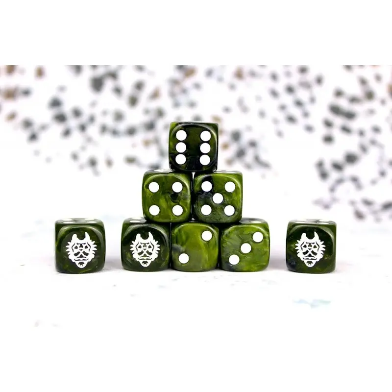 [5213009014342] W'adrhŭn Faction Dice on Green swirl Dice