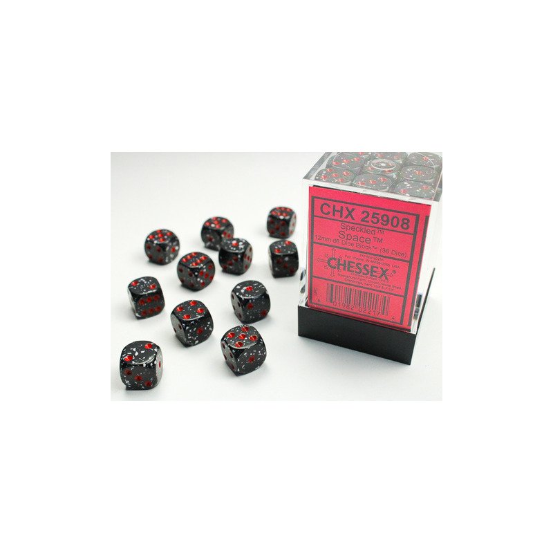 [601982022174,CHX25908] Chessex: Speckled Space 12mm d6 Dice Block (36 dice)