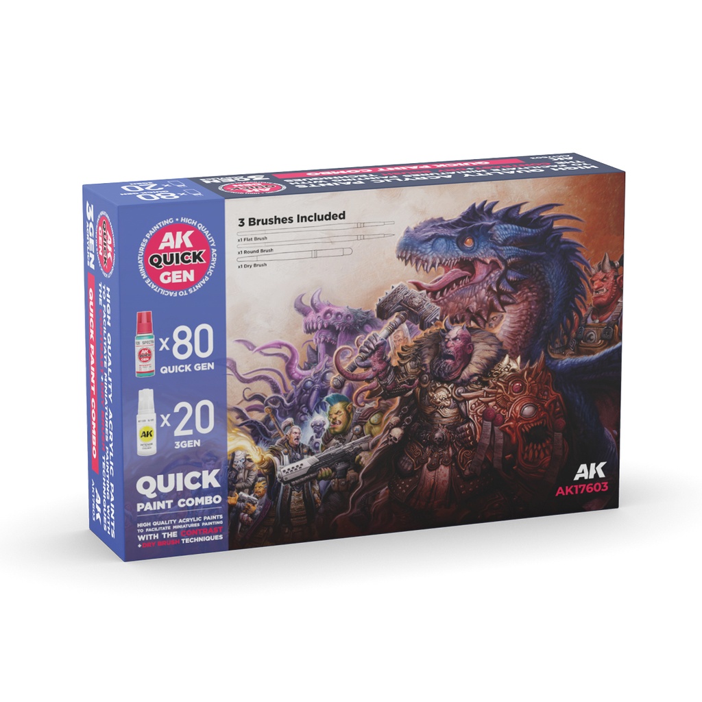 [8435568350090,AK17603] Quick Paint Combo Set 100 Colors (80 Quick Gen+20 Acrylic 3Gen+3 Brushes)