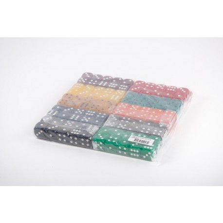 100 dés multicolores type ivoire 16 mm