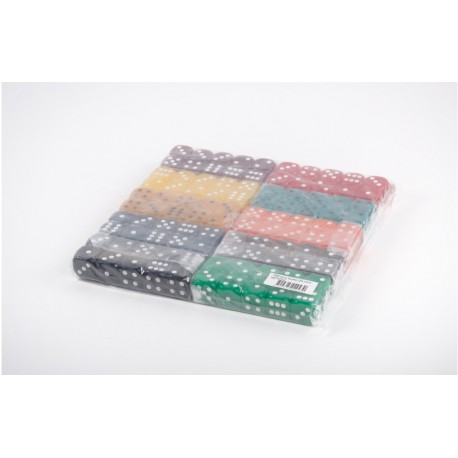 100 dés multicolores type ivoire 18 mm