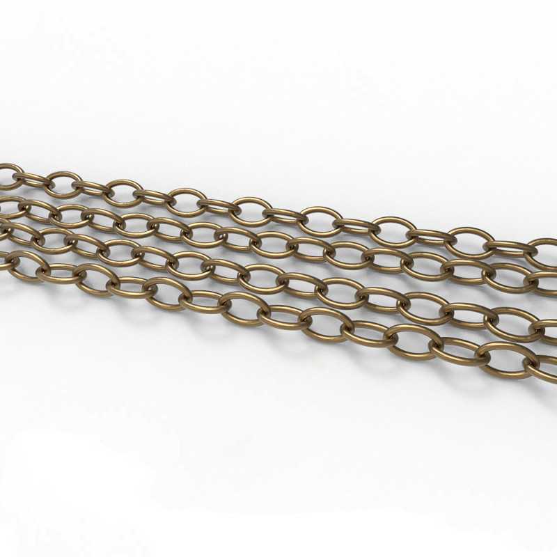 [8436554360413,1041,8308900000, Cadena - Bronce / Hobby Chain 3mm - Antique Bronze (1 meter)] Chaine de Modelisme 3 mm - longeur 1 mètre