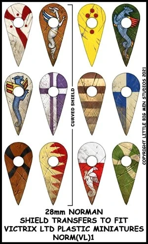 [norshi1,NORM(VL)1,,Norman Shield Designs 1] Décalcomanies - Normands médiévaux  - Boucliers n°1