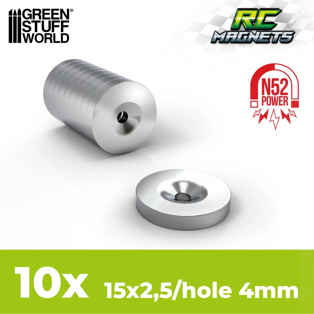 [8435646520957,12595,8435646520957ES,magnets] Aimants Néodymes 15x2,5mm avec creux - 10 units (N52)