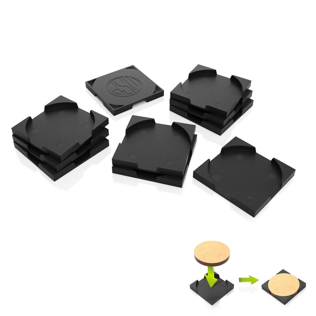 [8435646523811,12881,8435646523811ES,] Socles - Plastique - Rond/carré - 40mm - Adaptateur rond à carré (x10)