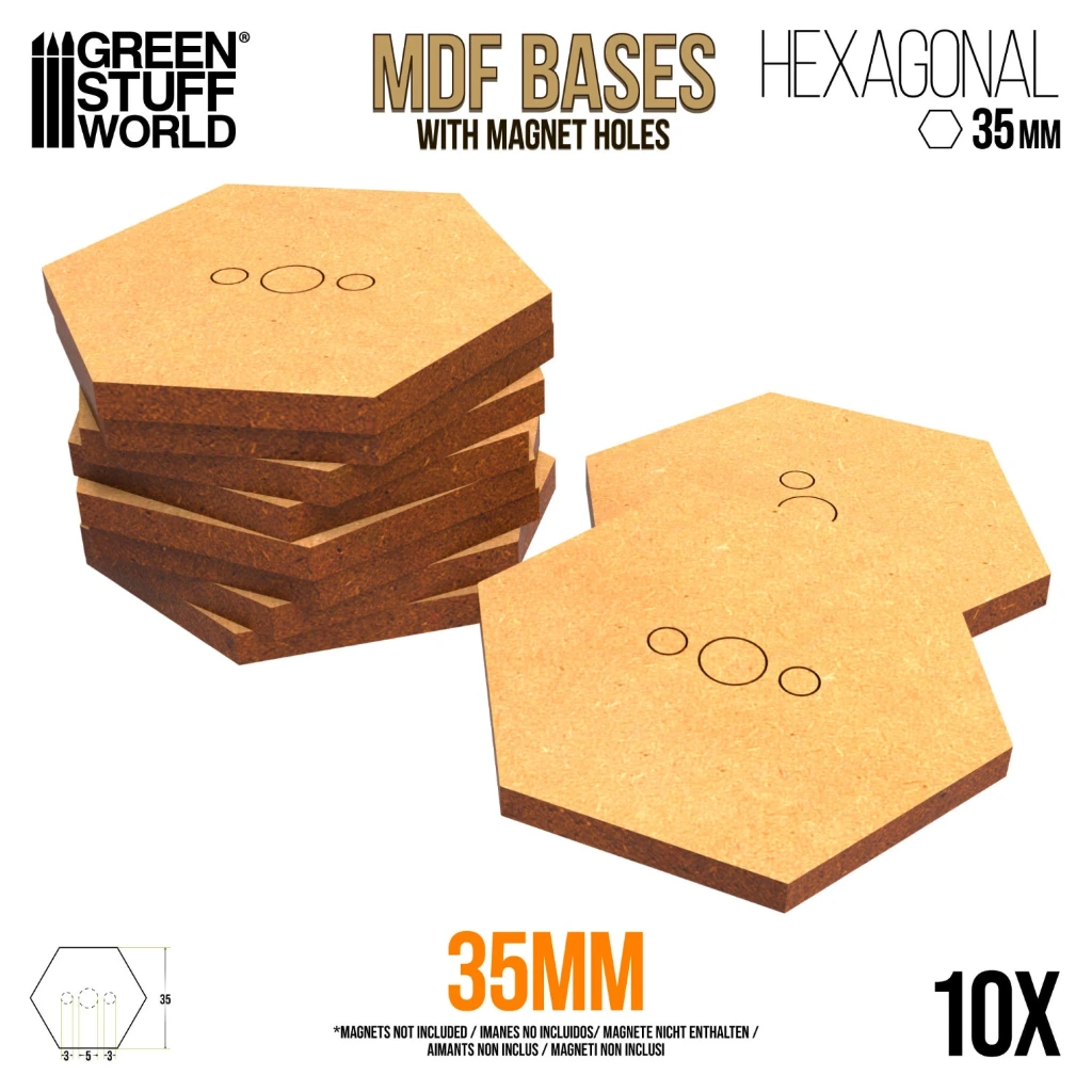Socles hexagonaux 35 mm en MDF bois
