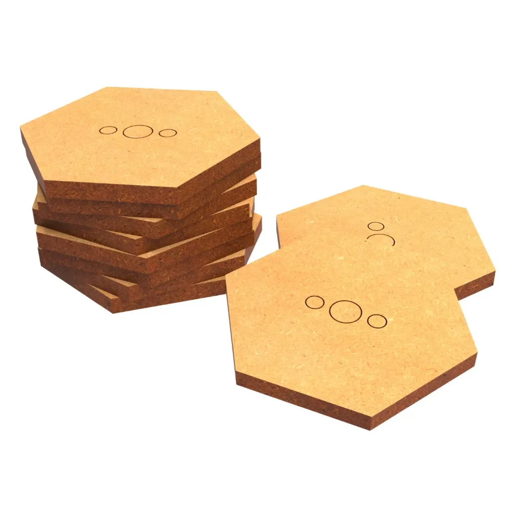 [8436554368556,9356,8436554368556ES,bois,mdf] Socles - MDF - Hexagone - 35mm (x10)