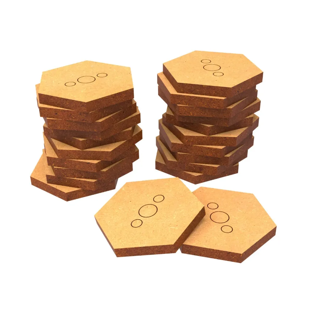 [8436554368532,9354,8436554368532ES,bois,mdf] Socles - MDF - Hexagone - 25mm (x20)