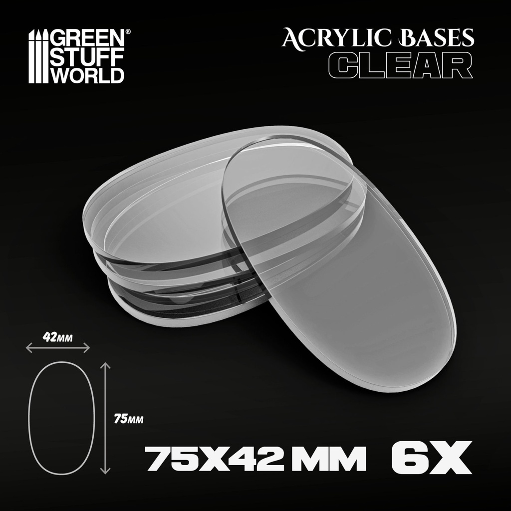 [8435646511566,11656,8435646511566ES,] Socles acryliques ovales 75x42mm Transparents
