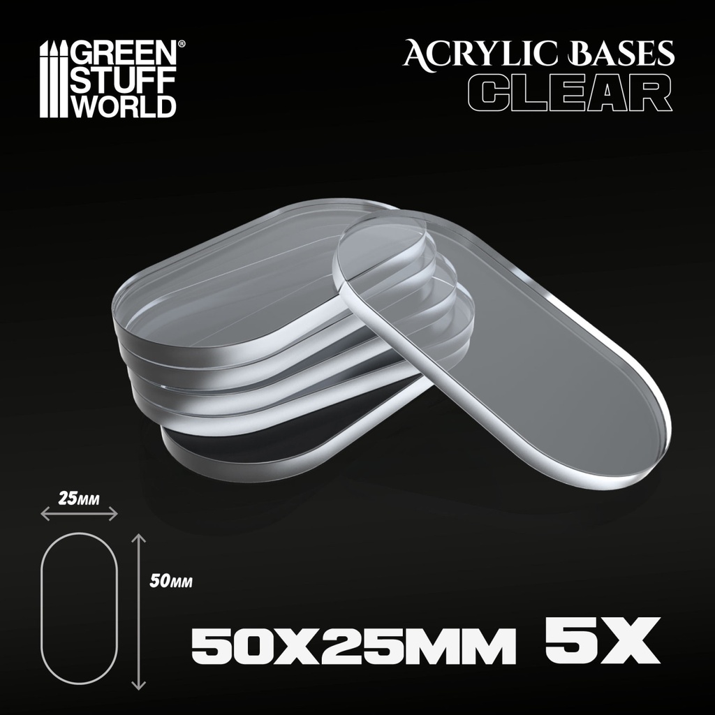 [8436554368303,9331,8436554368303ES,] Socles acryliques ovales 50x25mm transparents