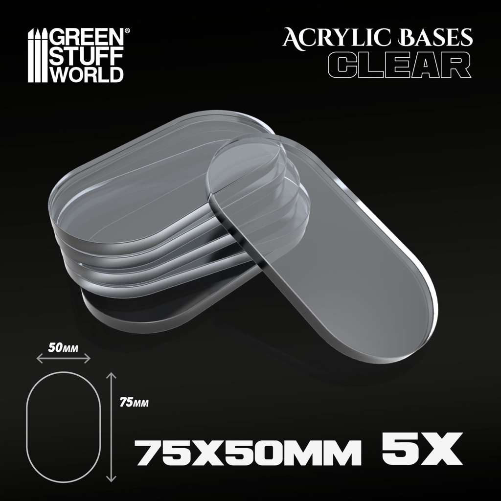 Socles - Acrylique transparent - Ovale - 75x50mm (x5)