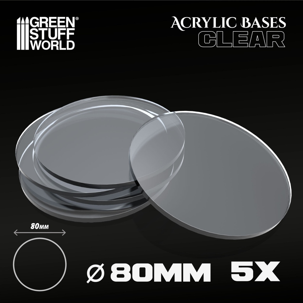 Socles acryliques ronds 80mm transparents