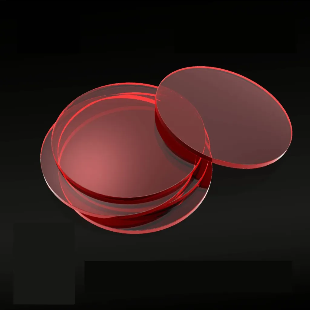 [8436554368006,9301,8436554368006ES,] Socles - Acrylique rouge transparent - Rond - 55mm (x5)
