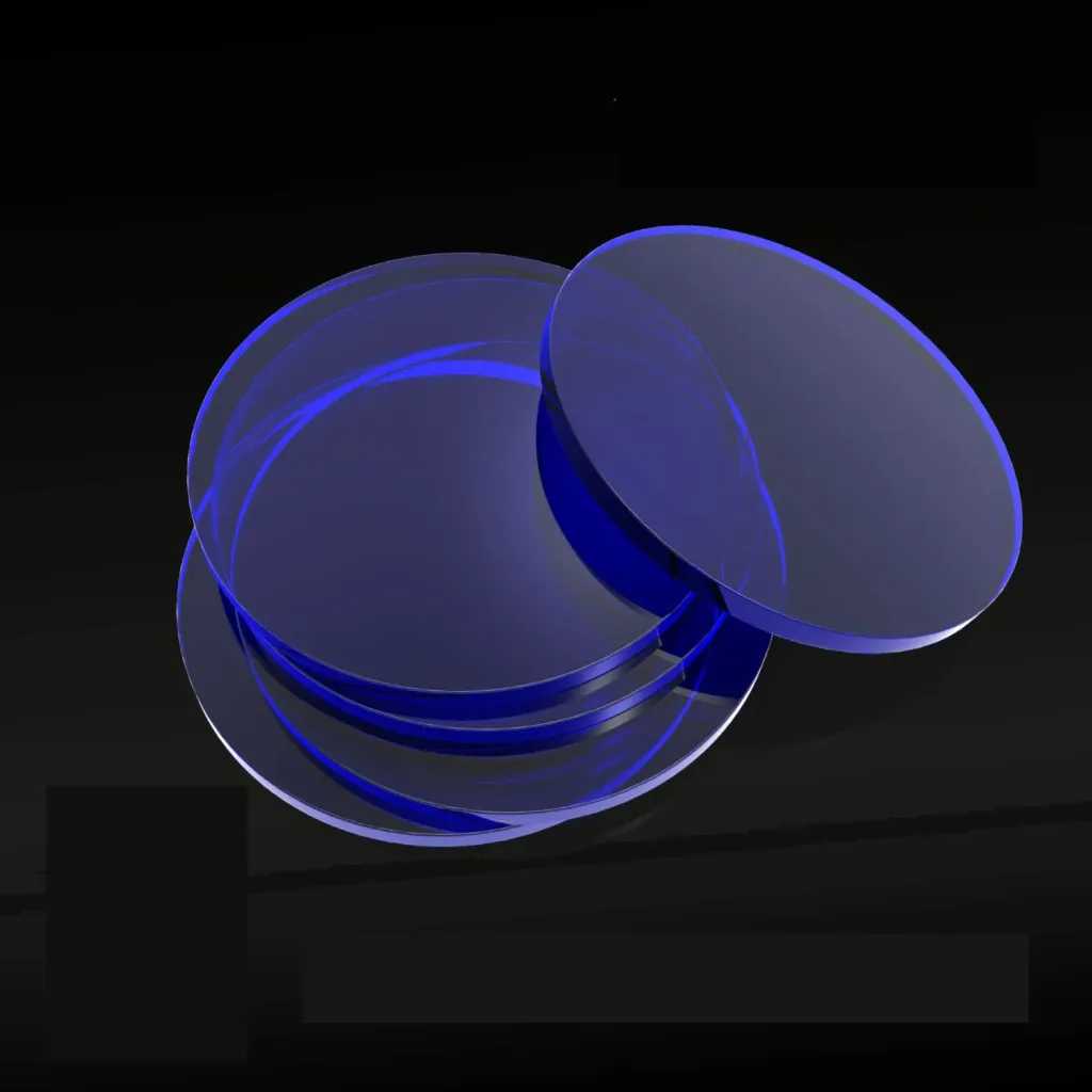 [8436554367993,9300,8436554367993ES,] Socles acryliques ronds 55mm bleus transparents