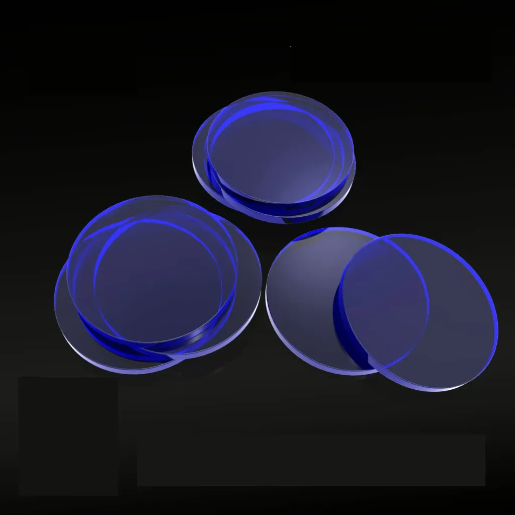 [8436554367955,9296,8436554367955ES,] Socles acryliques ronds 40mm bleus transparents