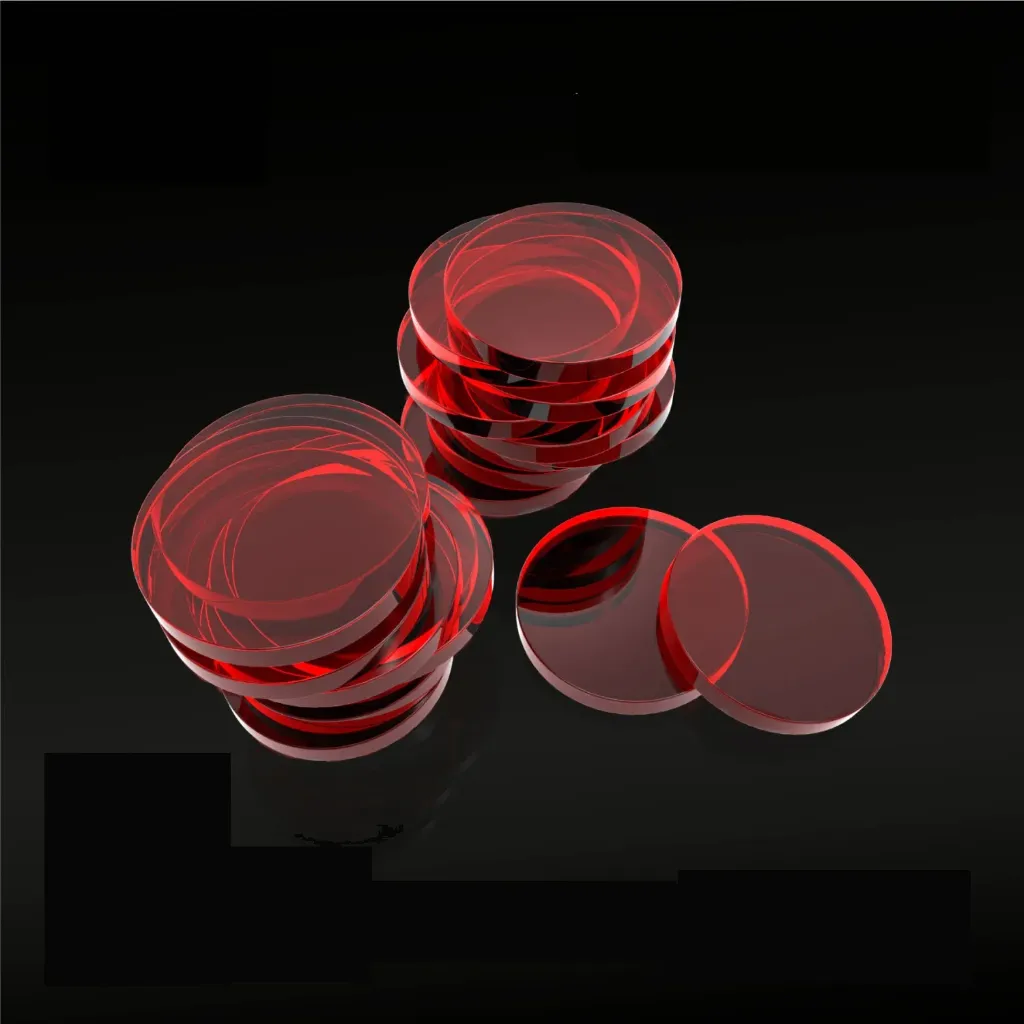 [8436554367917,9292,8436554367917ES,] Socles acryliques ronds 25mm rouges transparents