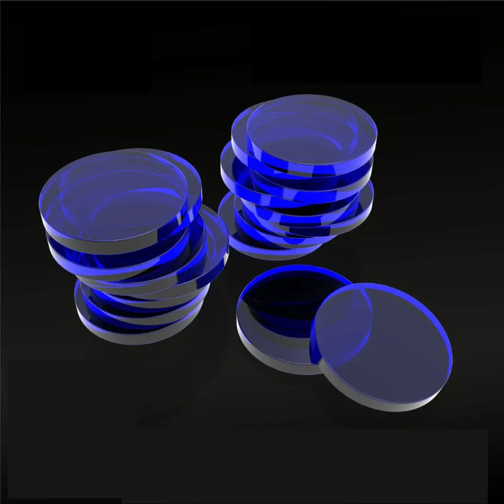 [8436554367900,9291,8436554367900ES,] Socles acryliques ronds 25mm bleus transparents