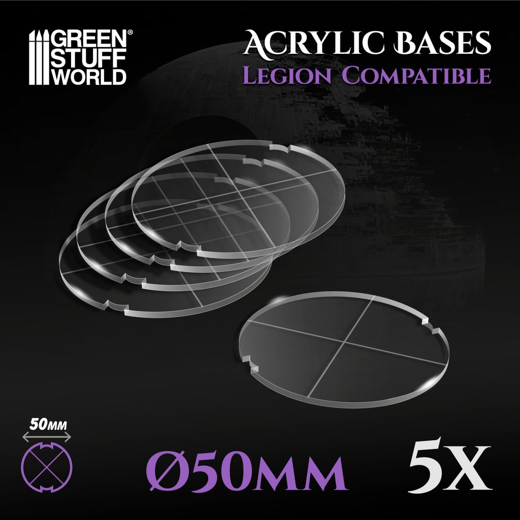 Socles - Acrylique transparent - Rond - 50mm - SWLegion (x5)