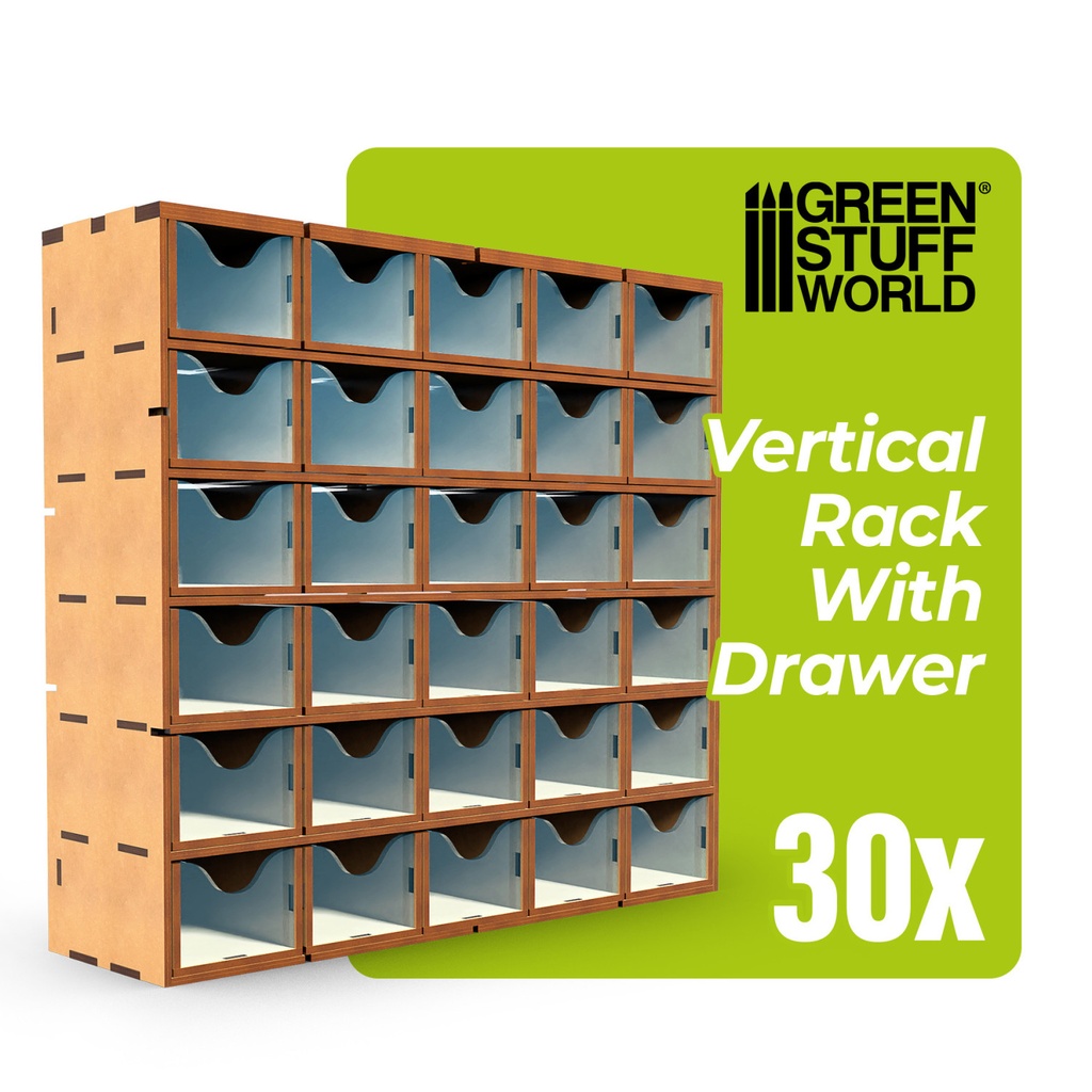 Support vertical en MDF avec 30 tiroirs