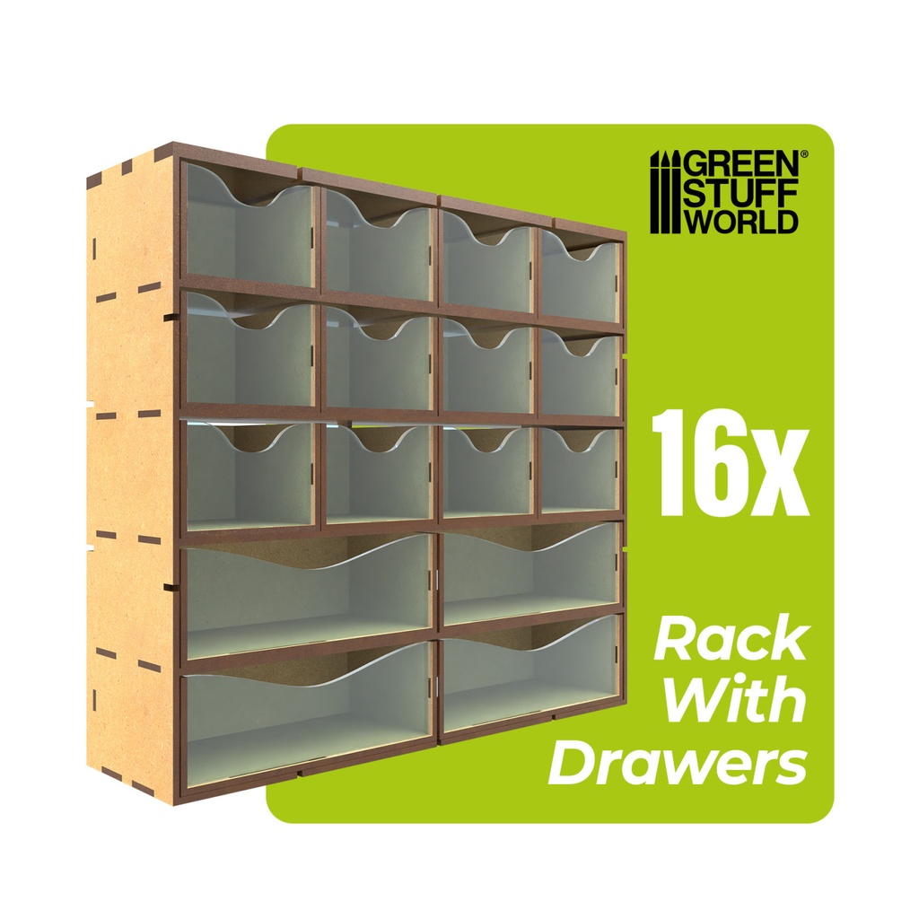 [8435646504605,10960,8435646504605ES,] Support vertical en MDF avec 16 tiroirs
