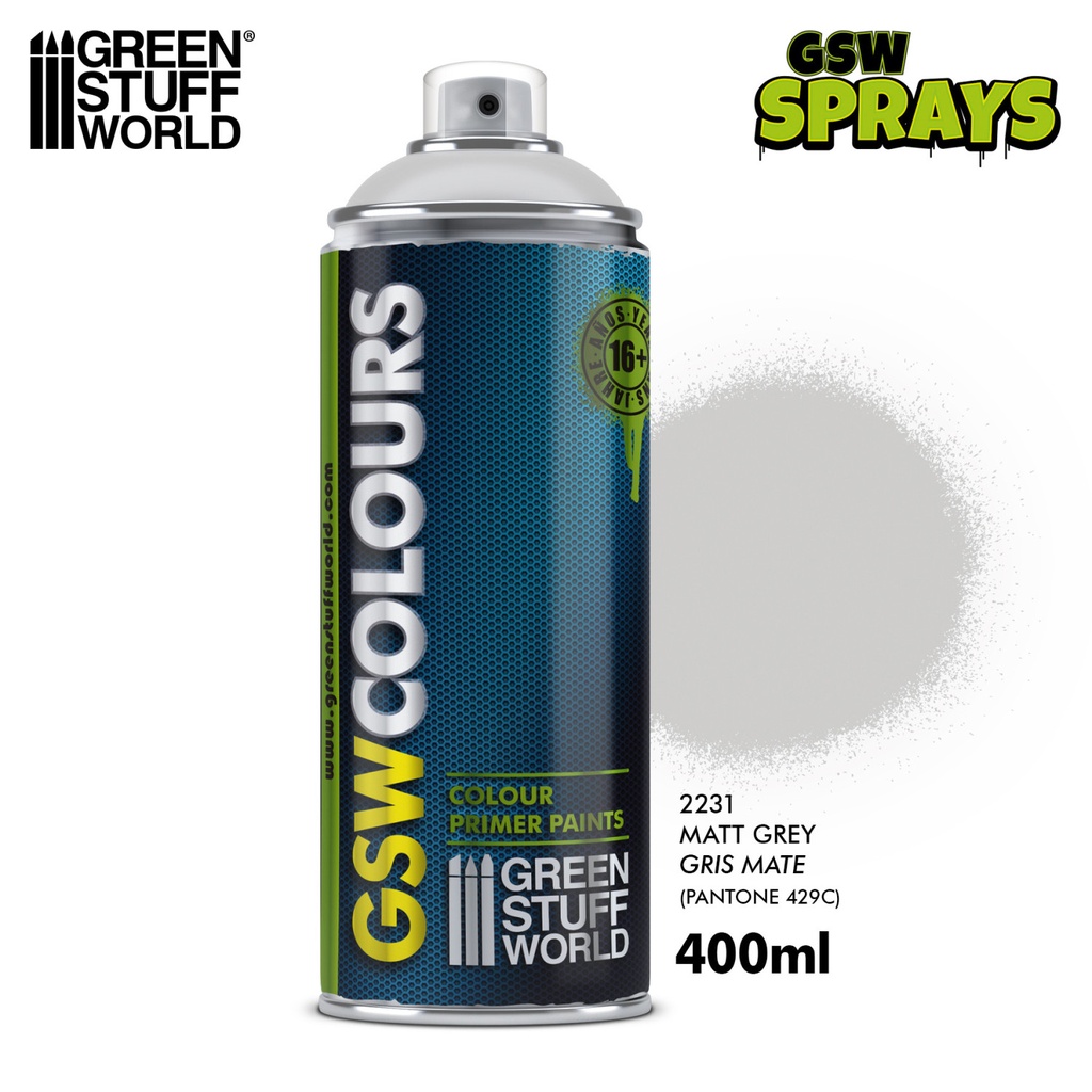 [8436574505900,2231,8436574505900ES,spray,bombe,sous-couche] GSW Colours - Apprêt gris mat 400ml (400 mL)