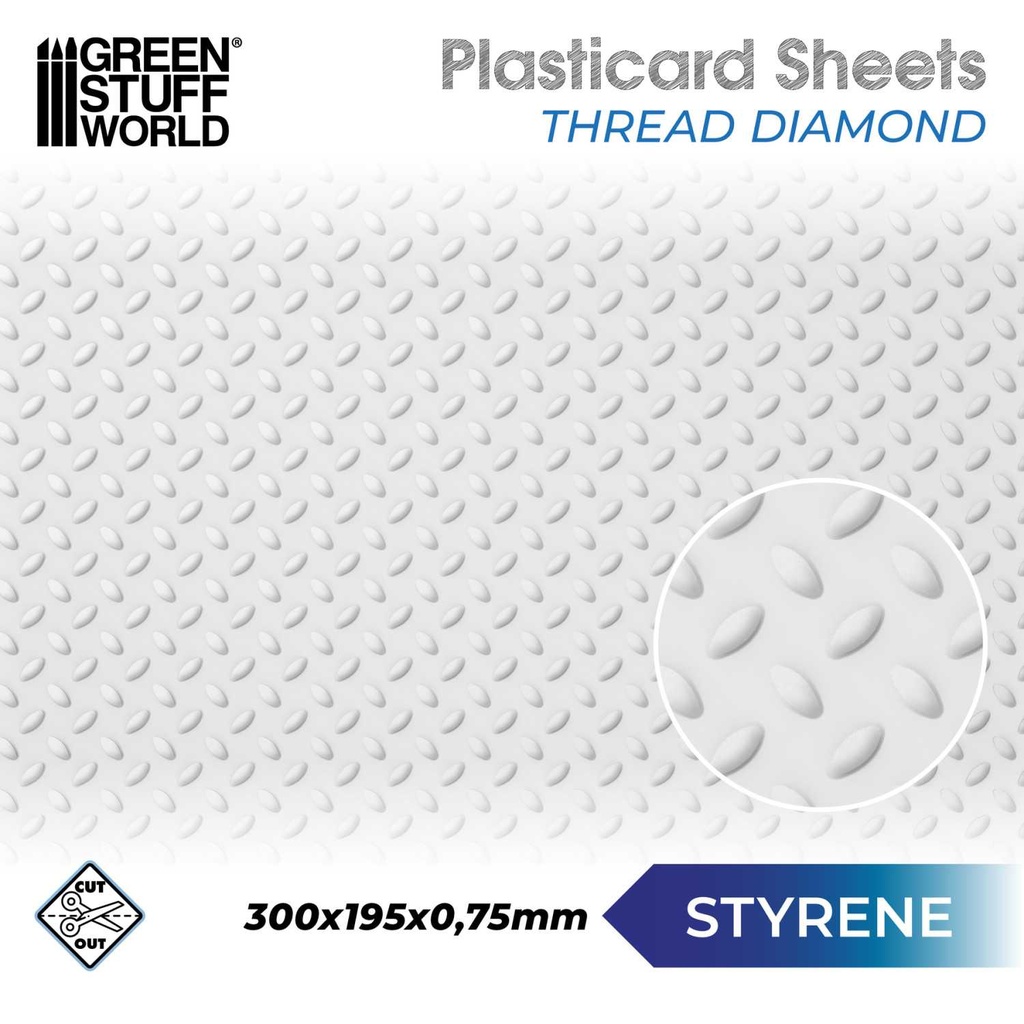 [8436554361007,1100,8436554361007ES,Plasticard] Carte plastique texturée - Diamant - 0.75mm