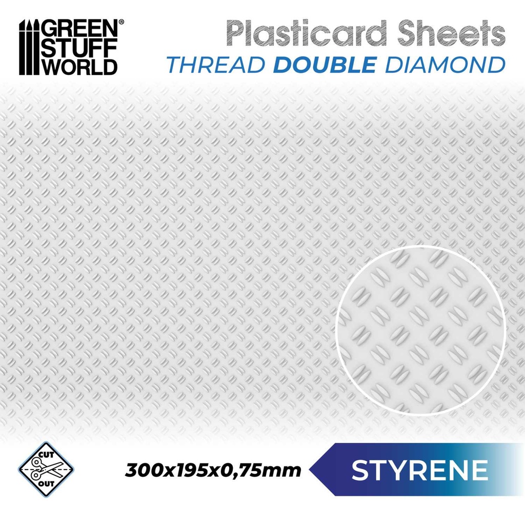 Carte plastique texturée - Diamant double - 0.75mm