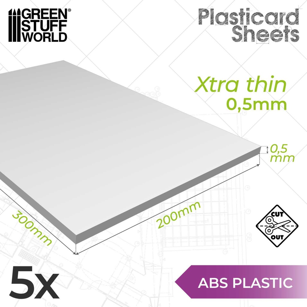 [8436554366040,9105,8436554366040ES,] Cartes plastiques ABS x5 - A4 - 0'5mm