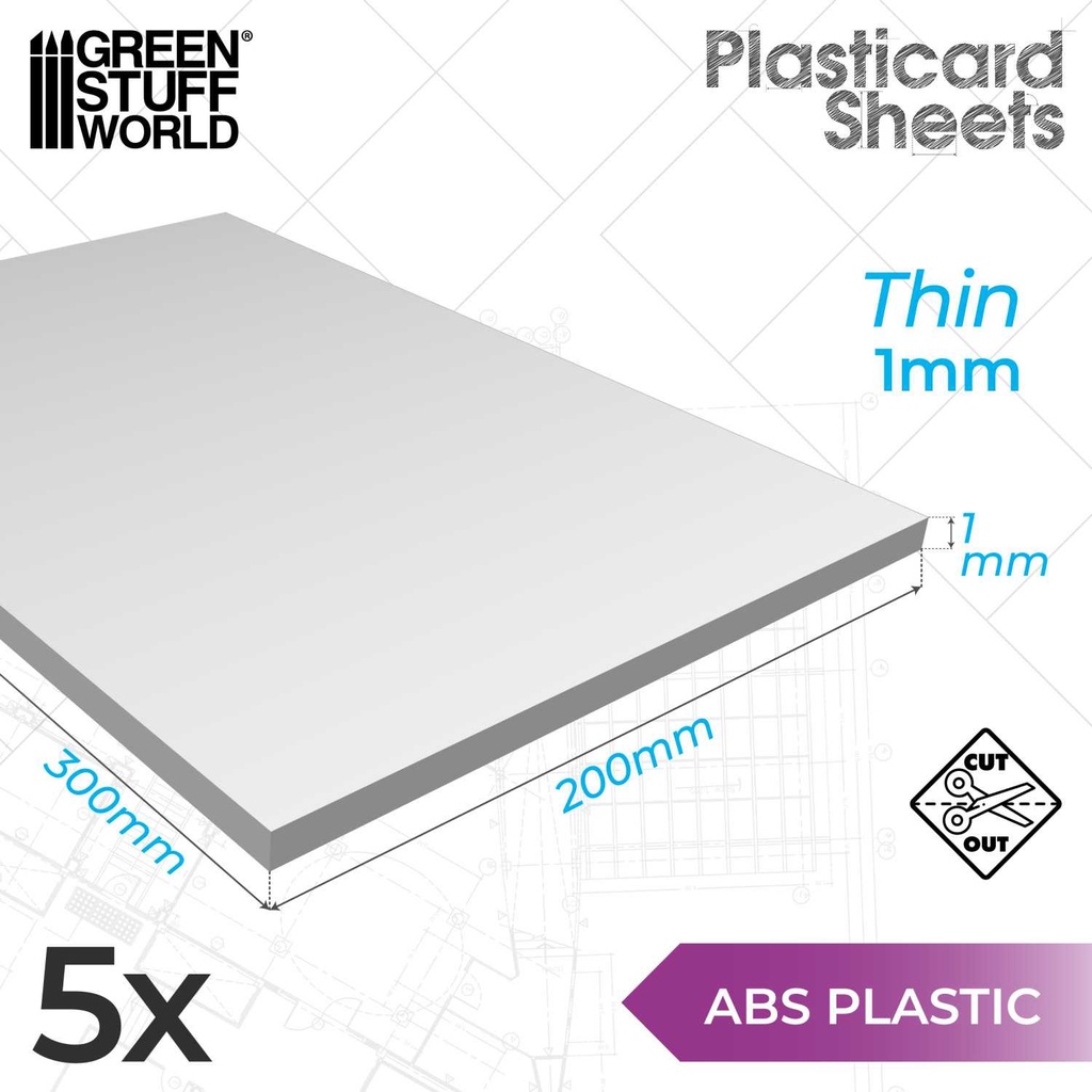 [8436554366057,9106,8436554366057ES,] Cartes plastiques ABS x5 - A4 - 1mm