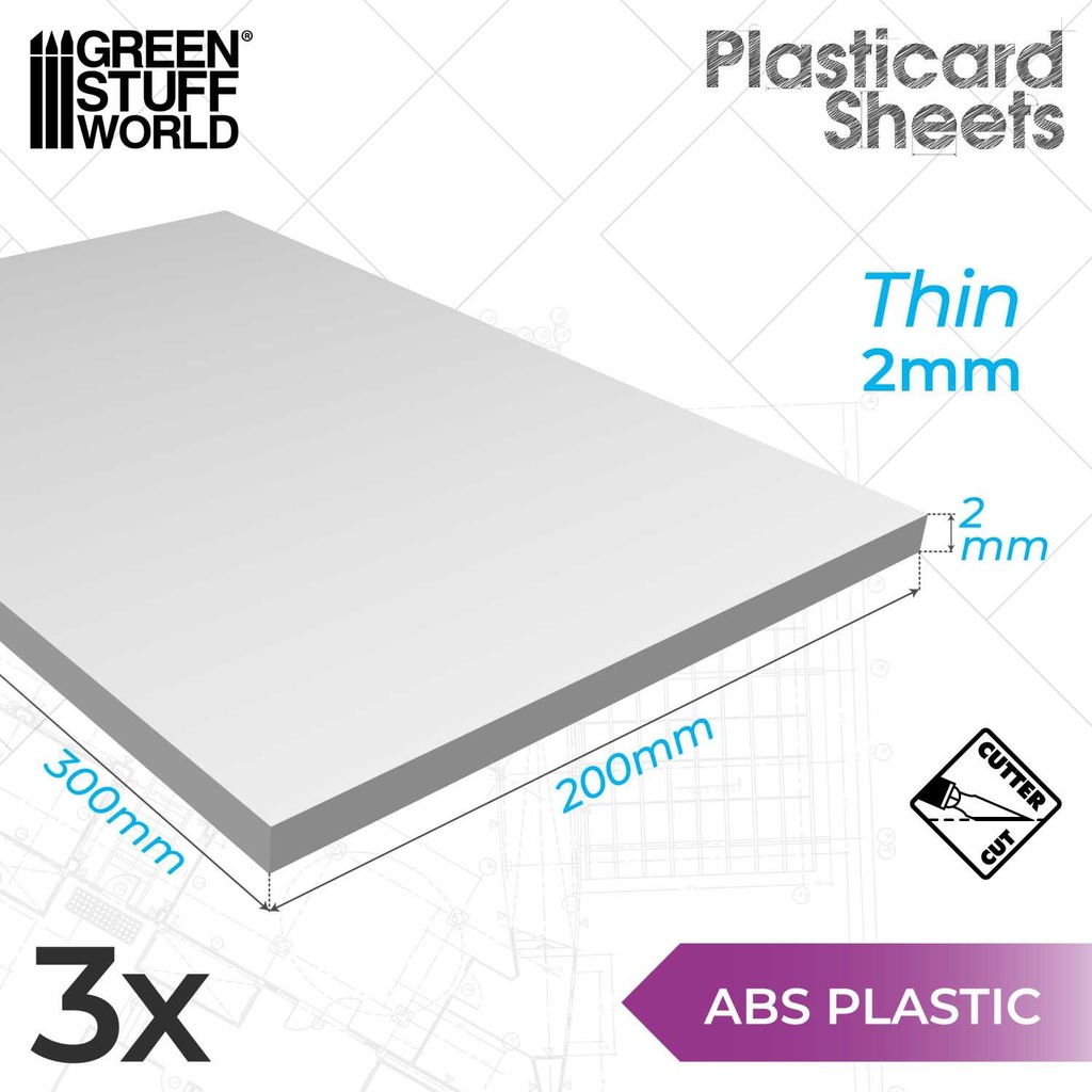 [8436554366071,9108,8436554366071ES,] Cartes plastiques ABS x3 - A4 - 2mm