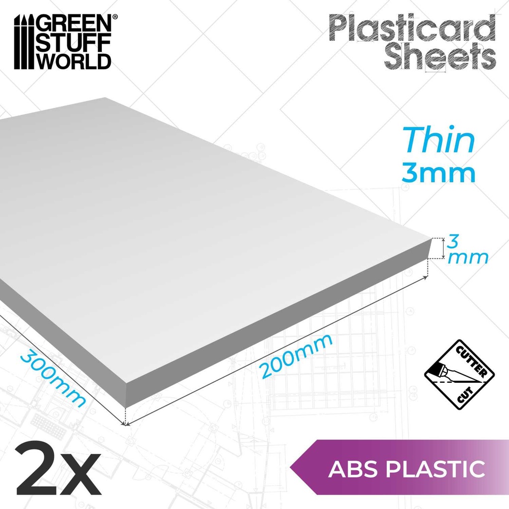 Cartes plastiques ABS x3 - A4 - 3mm